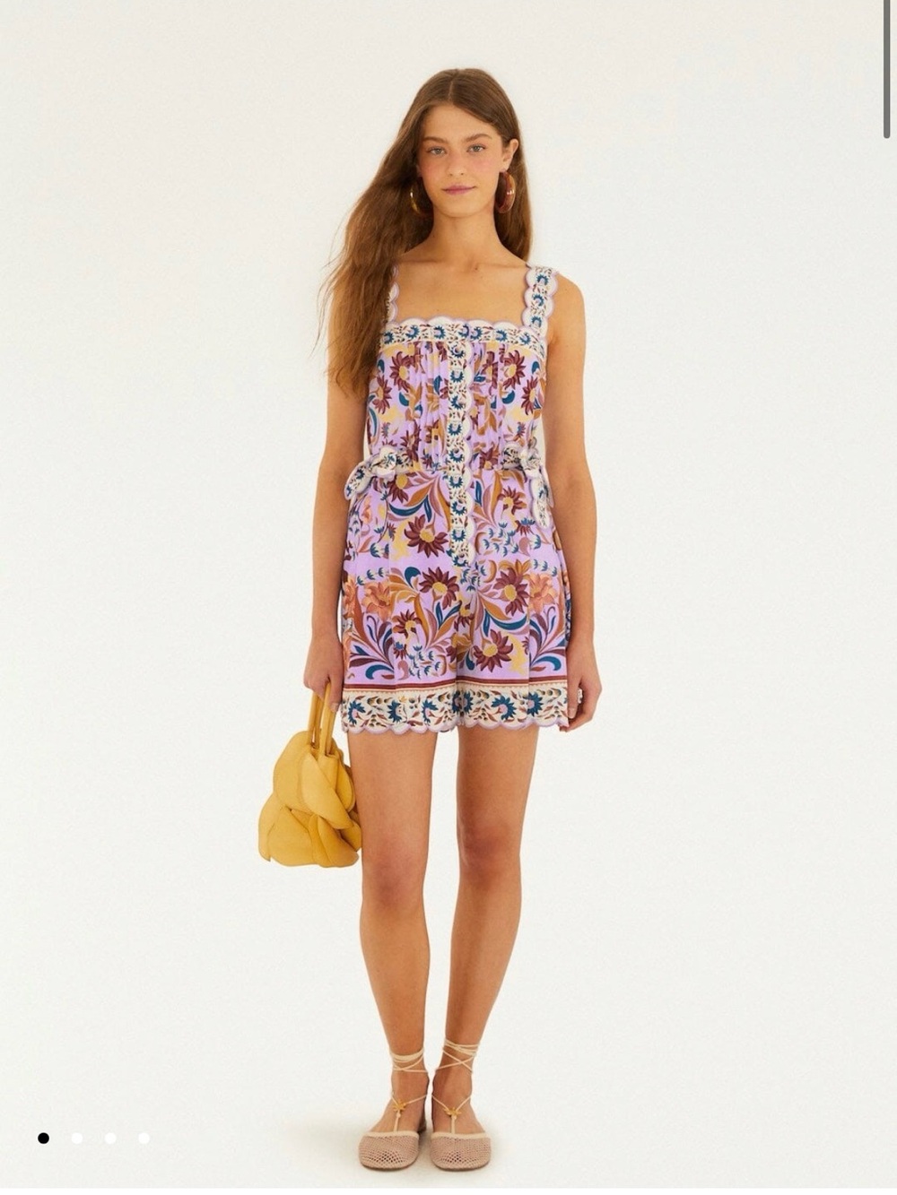 Farm Rio Floral Print Pink Romper